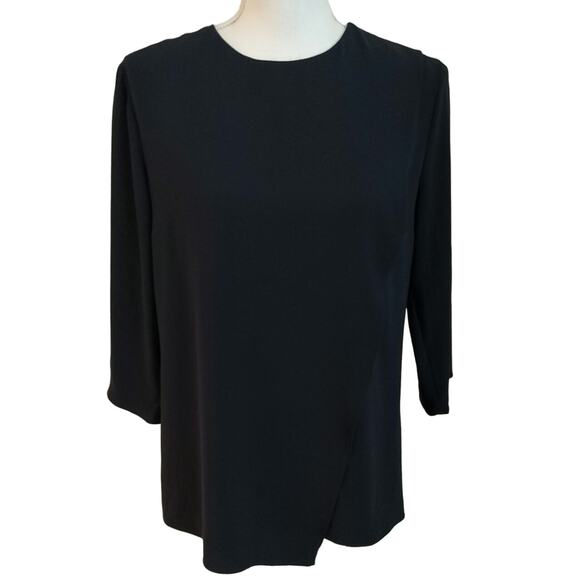 MM Lafleur Size S Navy Blue Blouse Top Layered Draped - Picture 1 of 4